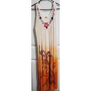 Exist Tropical Sleeveless Mumu V-Neck Tie Dye Maxi Dress Kaftan One Size
